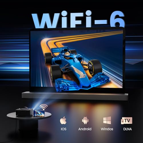 [Official Licensed APPs] Outdoor-Projector-4K with Wifi6 and Bluetooth, Smart TV OS & DoIby Audio, Portable Projector with YouTube/PrimeVideo, ONOAYO 1080P Proyector with 300'' Display