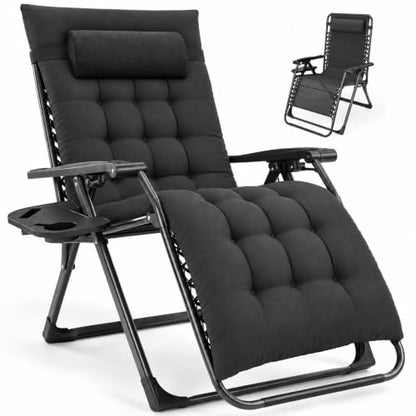 NEWBULIG Zero Gravity Chair, Folding Patio Recliner with Cup Holder Trays
