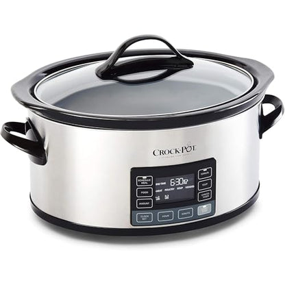Crock-Pot MyTime Technology 6 Quart Programmable Slow Cooker and Food Warmer with Digital Timer, Stainless Steel (2137020)