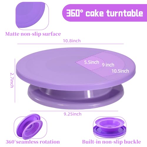 Cake Stand Rotating Turntable kit with Reusable Piping Bag and Piping Tips,Offset Spatula,Cake Decorating Tools for Beginners