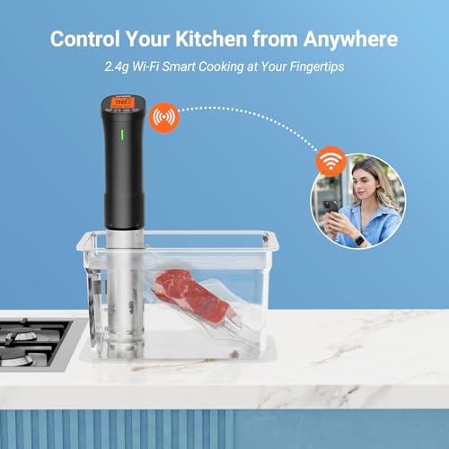 INKBIRD 2.4G WIFI Sous Vide Cooker Bundle with Vacuum Sealer Machine,1000W Sous-Vide Kits, Immersion Circulator for Sous Vide Mahine with 14 Preset Recipes on Thermal Immersion