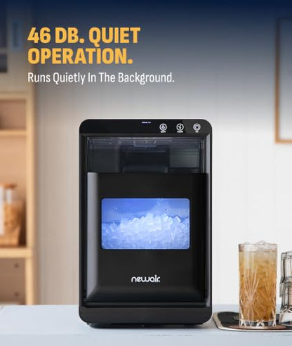 Nugget Ice Maker Countertop | 44 lbs/Day Pebble Ice Machine with Self-Cleaning | Soft Chewable Pebble & Sonic-Style Ice | Black Stainless Steel