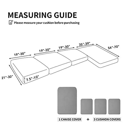 Easy-Going Stretch 4 Pieces Couch Cushion Covers for Sectional Sofa L Shape