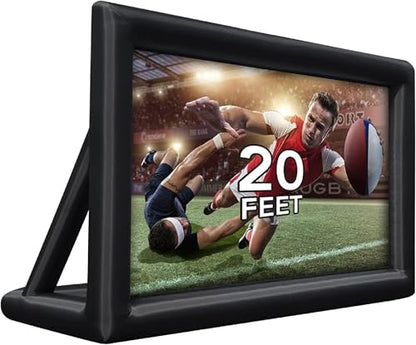 20FT/6.1m Inflatable Cinema Screen IPX4 | 250W High-Performance Blower & Paracord Anchoring System | Dual-Side 95% NTSC Projection for Stadium Events, Outdoor Cinemas, Festival Productions