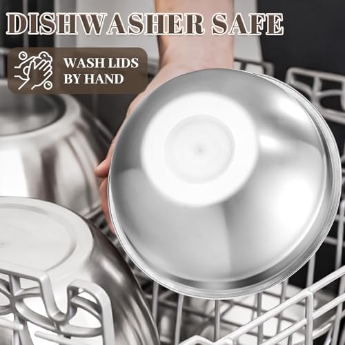 Boskermeal Mixing Bowls with Lids Set - 7PCS Nesting Mixing Bowls, Lids, Stainless Steel Mixing Bowls for Mixing, Baking & Meal Prep, Dishwasher Safe, Size 0.7/1.1/1.5/2.1/3.5/4/4.5 QT, Khaki