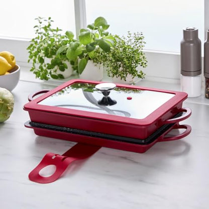 Curtis Stone 13-in-1 Dura-Pan+ Sauté Pan with Grill Pan and Lid (Renewed)