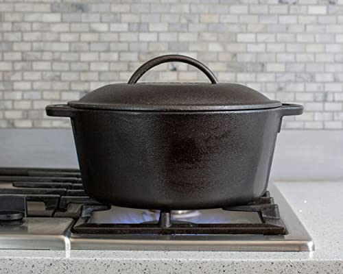 Lodge Cast Iron Dutch Oven 5 Quart - Loop Handle Cooking Vessel - Even Heat Retention - Oven-Safe, Versatile Pot
