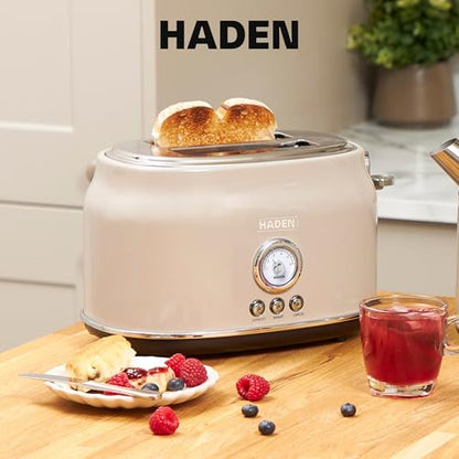 Haden Dorset 2 Slice Wide Slot Stainless Steel Toaster, Putty & Chrome
