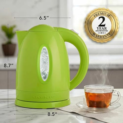 OVENTE 1.7L Electric Tea Kettle, Fast Boiling Water Heater, Green KP72G