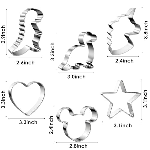 MINO ANT Stainless Steel Cookie Cutters, Mickey Unicorn Dinosaur Heart Star Cookie Cutters, Metal Biscuit Cutter Molds for Baking or Valentine's Day Christmas Holiday Party Decorations