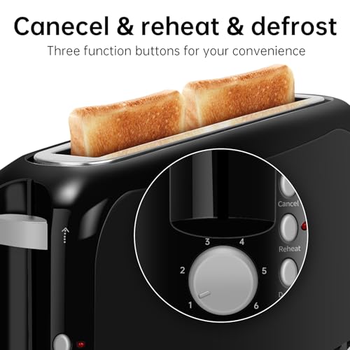 SEEDEEM 2 Slice Slim Toaster, 10" Long Slot, 6 Shade Settings, Black