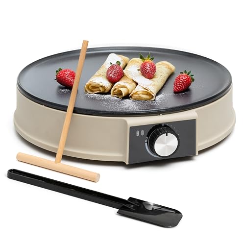 Moss & Stone 12” Electric Crepe Maker Machine, Griddle Nonstick Crepe Pan