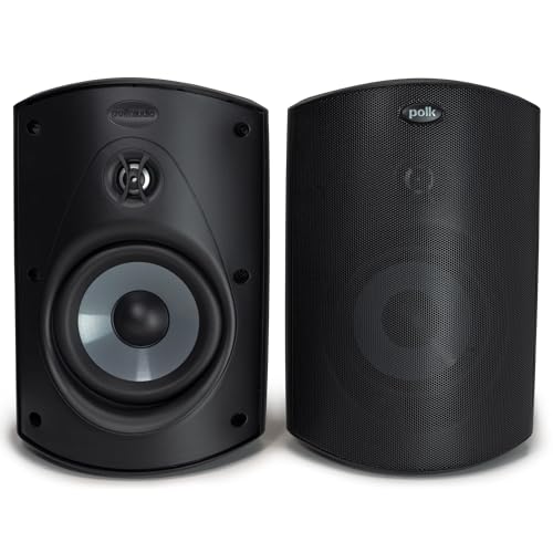 Polk Audio Atrium 6 All-Weather Outdoor Speakers with Bass Reflex Enclosure (Pair, Black), Broad Sound Coverage, Speed-Lock Mounting System