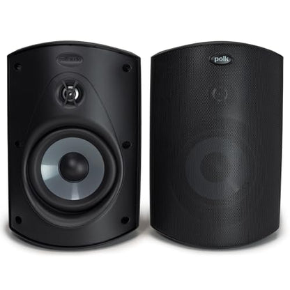 Polk Audio Atrium 6 All-Weather Outdoor Speakers with Bass Reflex Enclosure (Pair, Black), Broad Sound Coverage, Speed-Lock Mounting System