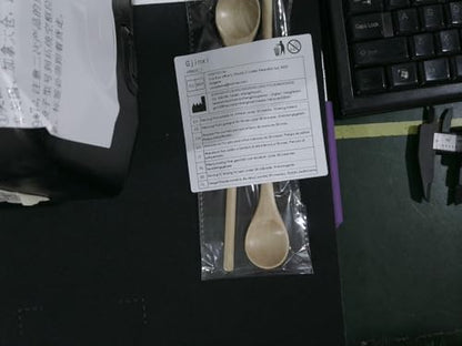 Gjinxi 2Pcs Natural Wood Long Handle Spoons, Wooden Tasting Spoon, Birch Handcraft from Teak, Mixing Honey Spoon for Coffee, Tea, Milkshake Kitchen Stirring