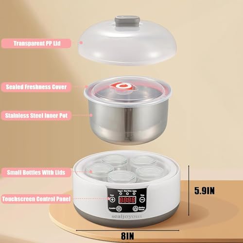 Genuine sealjoyous Yogurt Maker 1-36 hours multi-functional constant temperature yogurt machine,32-45 degrees adjustable, automatic digital LCD display 1.2 liters capacity (Standard no cup)