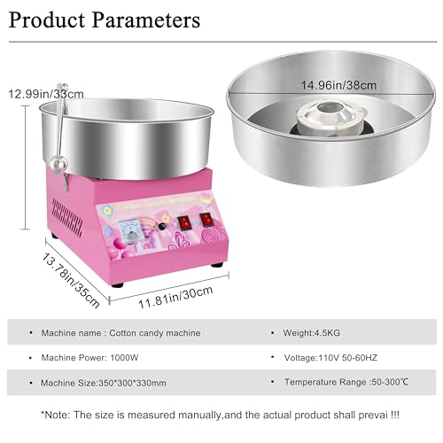 Commercial Cotton Candy Machine 1000W - 15" Stainless Steel Bowl