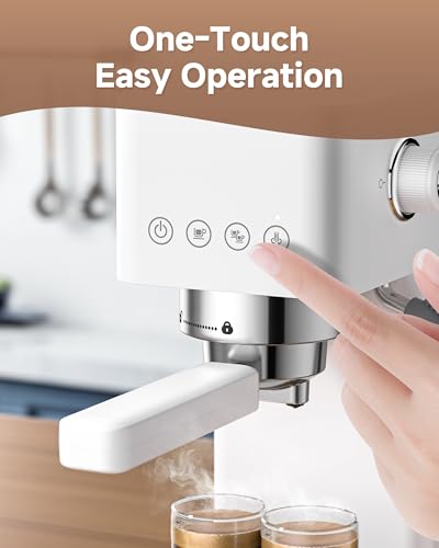 AMZCHEF Espresso Machine 20 Bar, Compact Espresso Maker with Steam Milk Frother, Coffee Maker with 50oz Removable Water Tank for Home, Coffee Machine for Cappuccino, Latte, Americano, 1350W