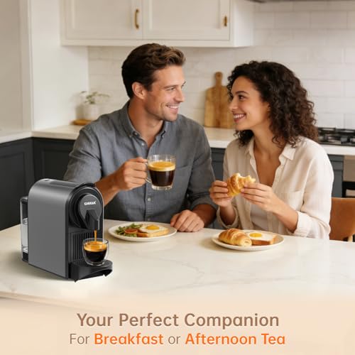 CHULUX Upgrade Bafè-Pro Espresso Coffee Maker for Nes Original Pods, Compact Espresso Machine for Small Space, 20 Bar Fast Extraction, Gray