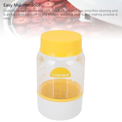 Butter Maker Cup Manual Butter Churner Shaker 155. 00g/5. 47oz Plastic Multifunctional Cream Separator Dependable Butter Making Bottle Built in Strainer for Kitchen Cooking Baking