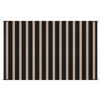 Vaukki Waterproof Outdoor Rug 5x8, Reversible Striped Patio Rug, Lightweight Plastic Straw Camping Mat, Indoor Outdoor RV Carpet for Outsides, Patio, Camping, Balcony, RV and Deck, Black and Beige