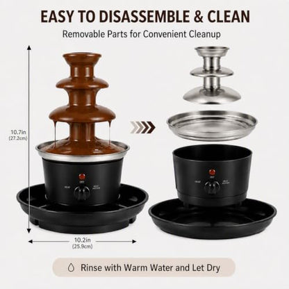 Chocolate Fountain Machine,120V Electric 3-Tiers Chocolate Melting Machine,1 lb Digital Chocolate Heating Fondue Fountain Machine for Weddings,Birthdays,Graduation Parties (Black 3 Tiers)