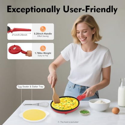Kankyday Crepe Maker, 8-Inch Electric Crepe Pan, 550W Nonstick