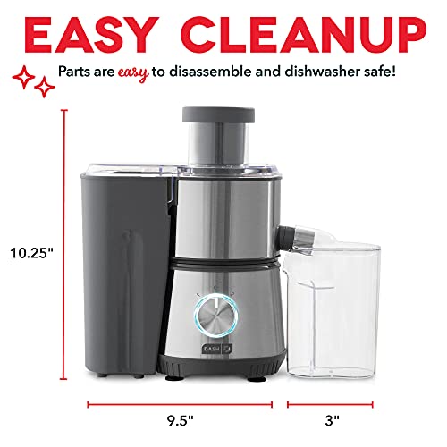 Dash Centrifugal Juicer Machine, 350W 2-Speed Electric Juice Extractor for Fruits and Vegetables, Easy to Clean Compact Juicing Machine with 2-Inch Feed Chute, BPA Free - Cool Gray