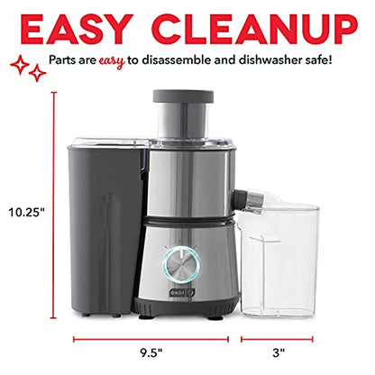 Dash Centrifugal Juicer Machine, 350W 2-Speed Electric Juice Extractor for Fruits and Vegetables, Easy to Clean Compact Juicing Machine with 2-Inch Feed Chute, BPA Free - Cool Gray