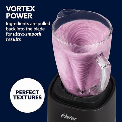 Oster Vortex Glass Blender, Reversible Steel Blades, 800 Watt, Black