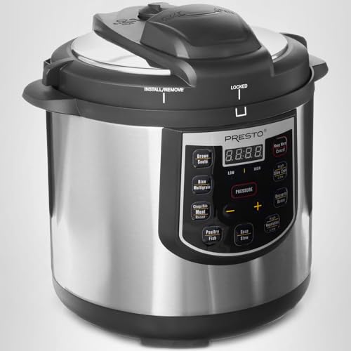 Presto 02141 6-Quart Electric Pressure Cooker, Black, Silver, Stainless steel