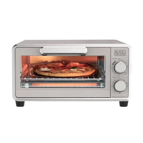 BLACK+DECKER Crisp N Bake™ PRO 4-Slice Digital Air Fry Toaster Oven, 5 Cooking Functions, Convection Countertop Oven, Fits 10” Pizza or 9” Cake Pan, 30-Minute Timer + Stay On, Stainless Steel Accents