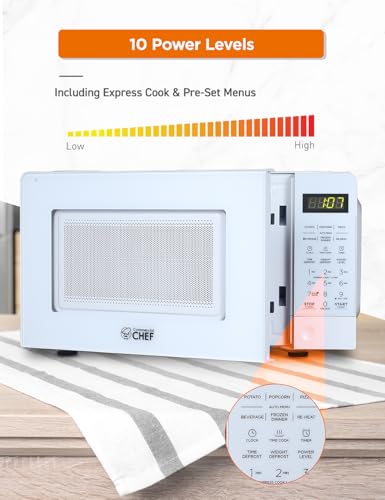 Commercial Chef 0.7 Cu. Ft. Countertop Microwave Oven, CHM770W, White