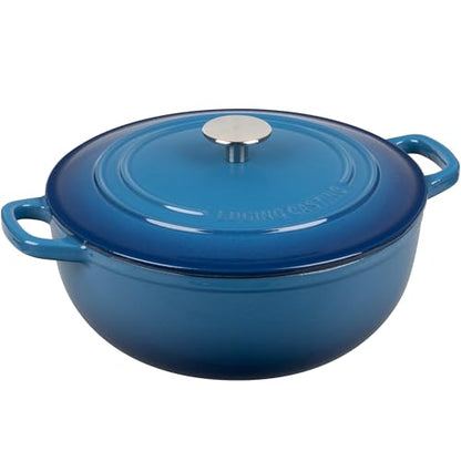 EDGING CASTING Enameled Cast Iron Dutch Oven Pot with Lid for Sourdough Bread Baking, Bread Dutch Ovens, Cooking Pots, 5 Quart, Lake Blue