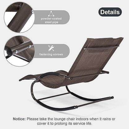 mansion home Outdoor Lounge Chair with Pillow, Patio Chaise Lounge, Brown