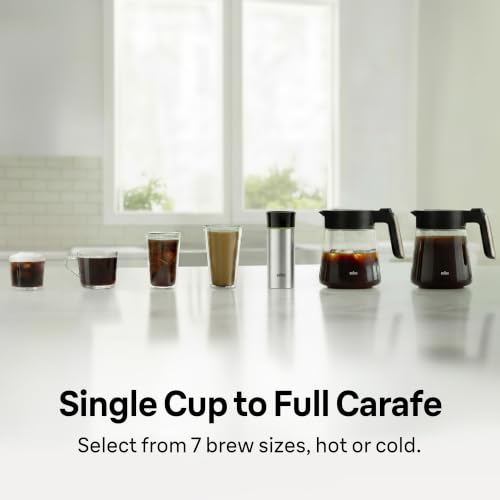 Braun OptiBrew Pro Drip Coffee Maker, Single Serve to 12 Cups, Milk Frother