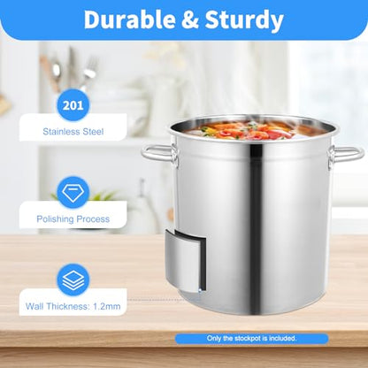 35L/30Qt Stainless Steel Stockpot, Kitchen Soup Big Cooking, Commercial Heavy Duty Canning Pot Stockpot with Lid and 2 Handles for Hotels Restaurants Kitchens Warehouses