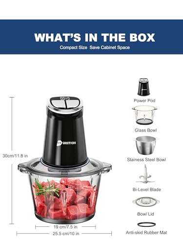 IRIITCH Food Processor with LED Timer, 800W Electric Chopper