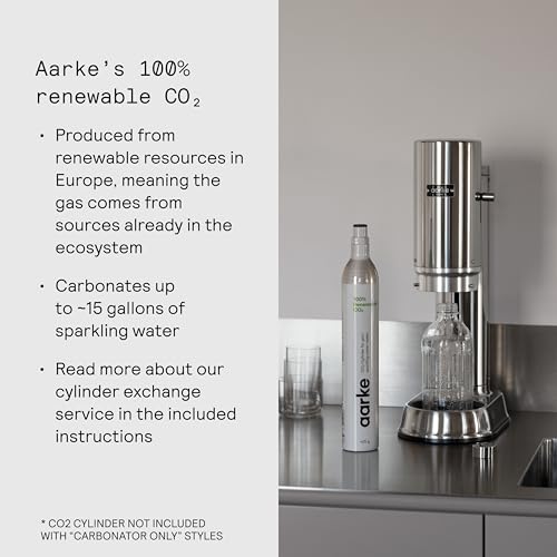 Aarke Carbonator Pro, Sparkling & Carbonation Water Machine, Stainless Steel with Glass Reusable Bottle Volume 800 mL/27 fl oz (Stainless Steel)