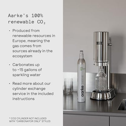 Aarke Carbonator Pro, Sparkling & Carbonation Water Machine, Stainless Steel with Glass Reusable Bottle Volume 800 mL/27 fl oz (Stainless Steel)