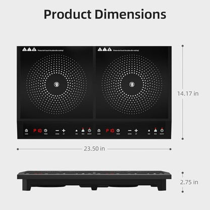 Waatfeet Double Induction Cooktop,Portable Induction Cooker with 2 Burner Independent Control,Ultrathin Body,10 Temperature,1800W-Multiple Power Levels,3 Hour Timer,Safety Lock