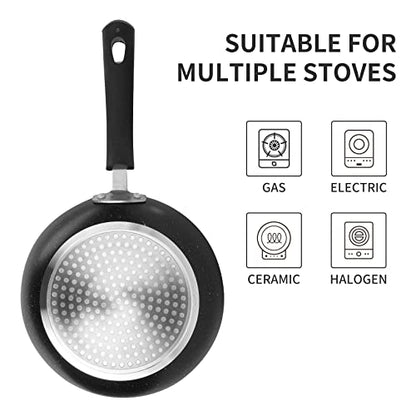 RATWIA Frying Pan 3-Piece Set, Nonstick Skillet Set for Induction Cooktop, Frying Pan Nonstick 8 Inch+9.5 Inch +11 Inch (Black)