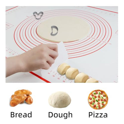 Dough Mat Pastry Silicone Baking Mats 32x24" Red for Rolling Dough Kneading Sheet Sourdough Bread Baking Supplies