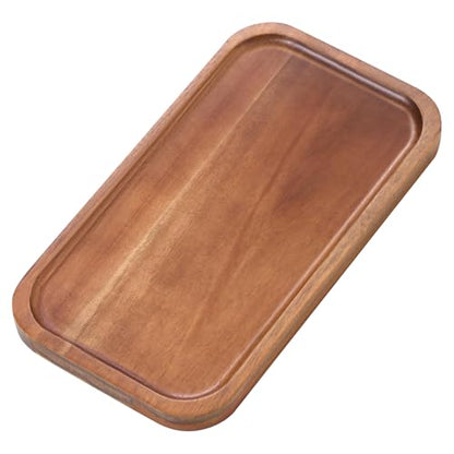 HOMKULA Small Solid Acacia Wood Serving Trays and Platters - Wooden Mini Charcuterie Boards, Rectangle Cheese Board for Food, Bathroom, Home Decor, Kitchen Counter,S,(10" x 5.5", 1 Pack)