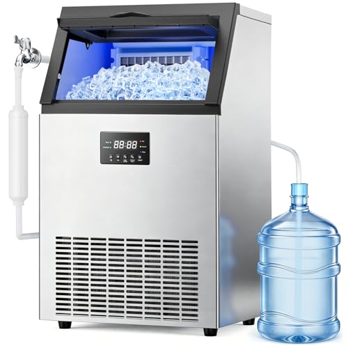 Mojgar Commercial Ice Maker 150lbs/24H with 50lbs Storage Bin 2 Water Inlet