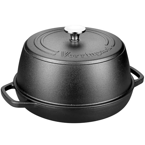 VORRINGARD Cast Iron Dutch Oven Pot with Lid for Bread Baking - include Sourdough Bread Baking Supplies like Banneton Bread Proofing Basket, Bread Oven 6 QT, Pre-seasoned