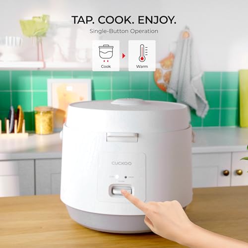 CUCKOO Basic Rice Cooker 10-Cup Uncooked / 20-Cup Cooked, Large Rice Maker and Warmer with Nonstick Inner Pot, Easy to Use with Auto Keep Warm, Includes Steam Tray, White (CR-1095)