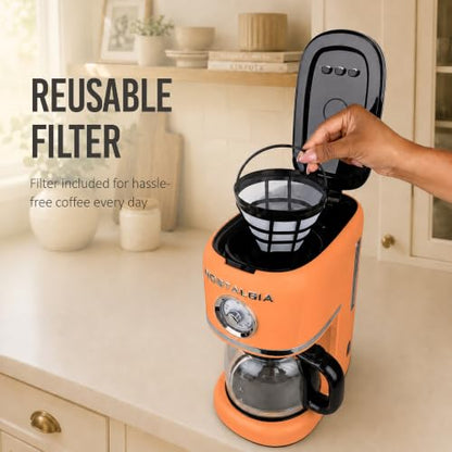 Nostalgia Classic Retro 10 Cup Coffee Maker, Orange