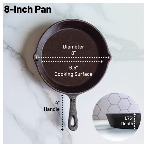 Backcountry Iron 8 Inch Round Medium Pre-Seasoned Cast Iron Skillet