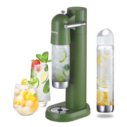 OSCEVIA - Sparkling Water Maker | Soda Beverage Machine | Soda Streaming Seltzer & Carbonator | 1L+0.5L BPA Free Bottles | Compatible Srew-in 60L CO2 (NOT Included) | Green